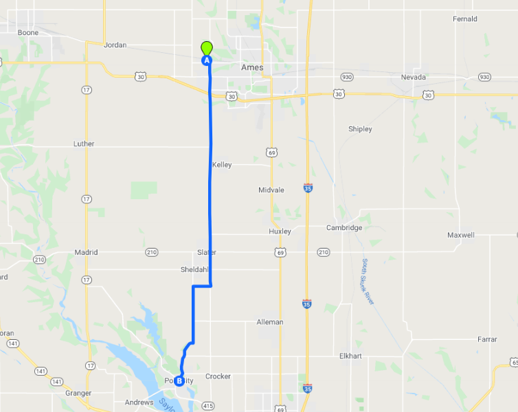 Driving Directions From Polk City To Ames West Side Storage